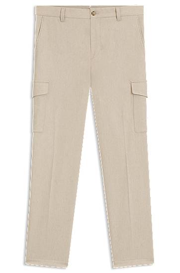 Cargo nohavice BOSS Tapered-fit trousers with cargo pockets Béžová | 50549517, 0