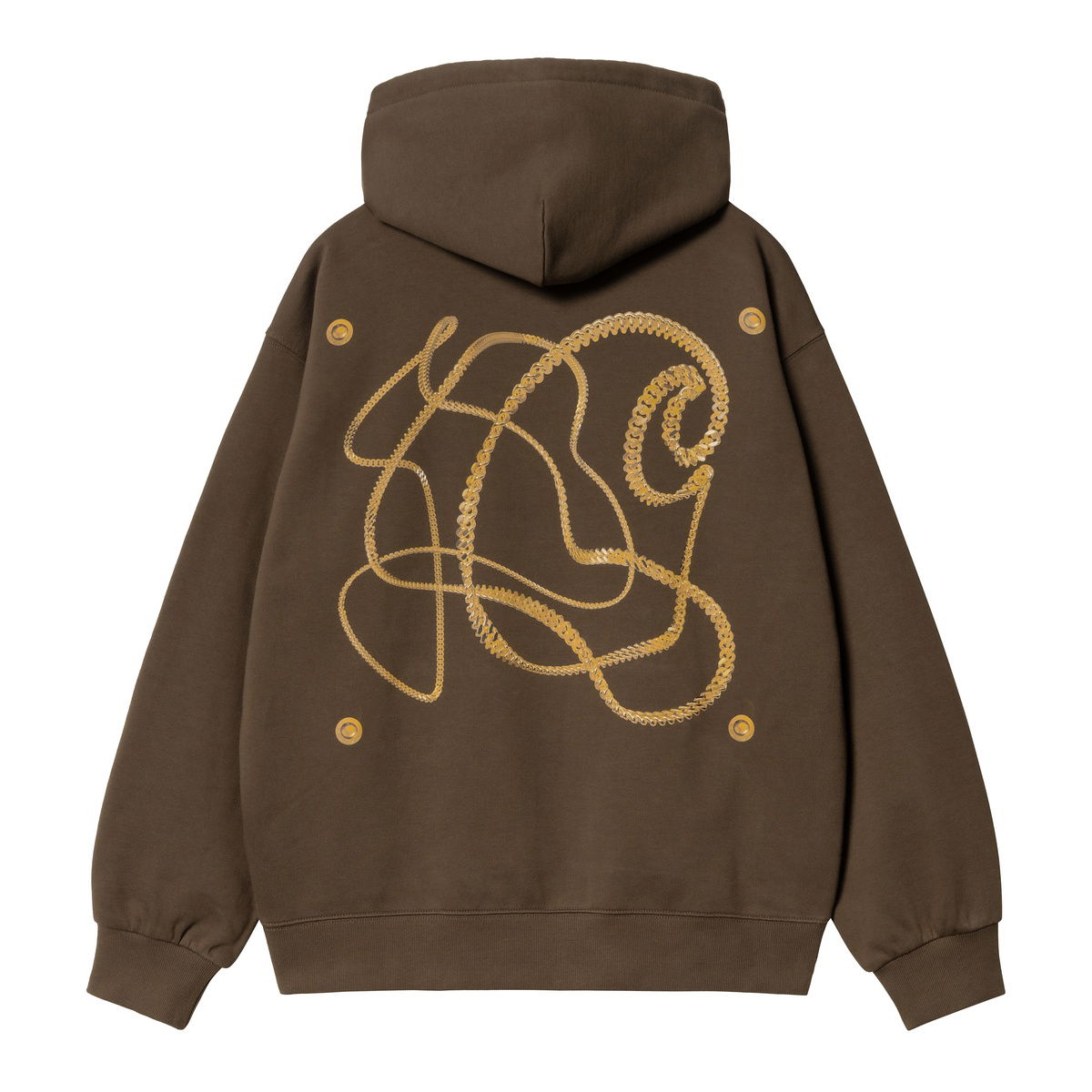 Mikina Carhartt WIP Hooded Charm Link Sweatshirt Hnedá | I034423_9, 1
