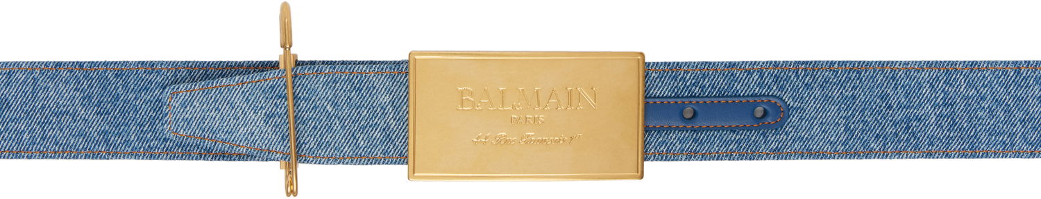 Opasok Balmain Balmain Denim Safety Pin Belt Modrá | EN1WJ167TDTW, 0