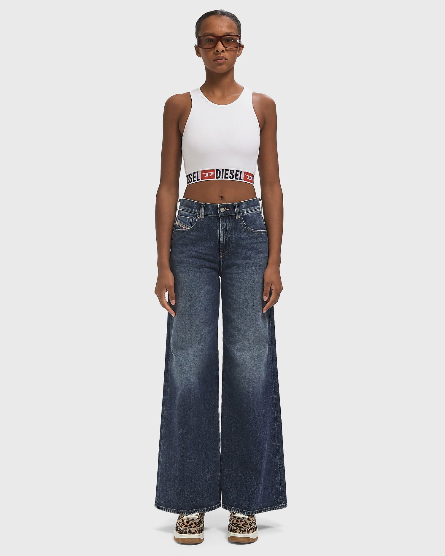 Džínsy Diesel D-Akemi Wide Leg Jeans Modrá | A03625-09L21-01, 1