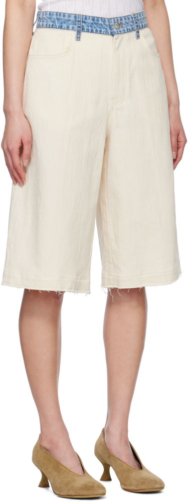 Šortky Moschino Moschino Jeans Textured Cotton Hemp Shorts Biela | 251K20345, 1