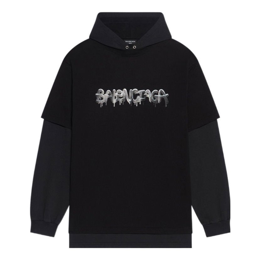 Mikina Balenciaga Slime Double Long Sleeve Hooded T-Shirt Čierna | 681029TLVF11069