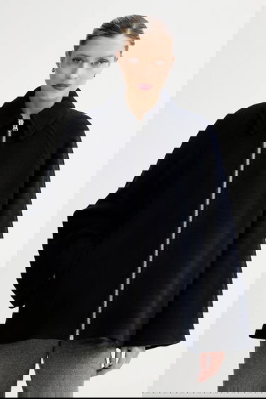 Bunda Samsoe Samsoe ALMA Wool Cape Jacket Navy | F23300184, 3