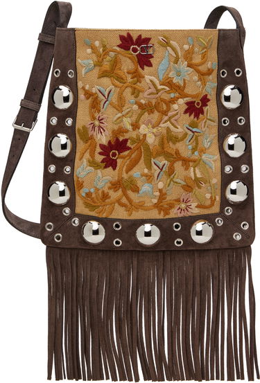 Taška cez rameno Valentino Valentino Garavani Nellcôte Fringe Embroidered Shoulder Bag Hnedá | 6W2B0R33GRT, 0