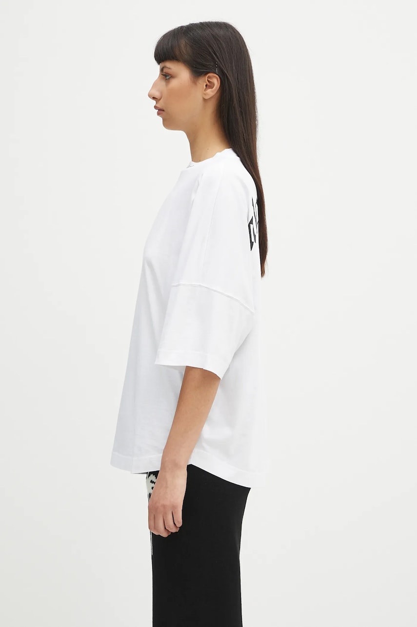 Tričko Palm Angels Palm Angels Back Curved Logo Loose T-Shirt Biela | PWAA023S25JER0040110, 1