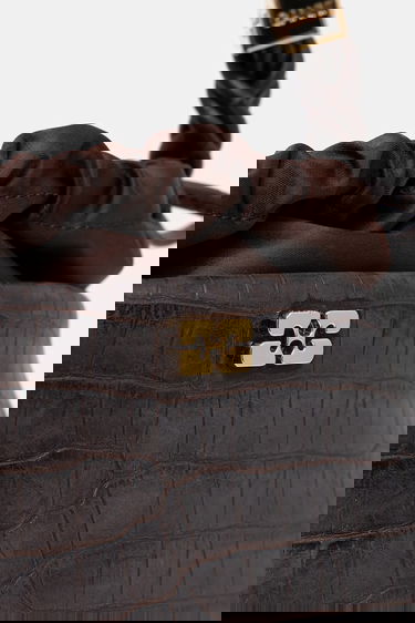 Kabelka GANNI Bou Braided Handle Crocodile-Embossed Drawstring Bucket Bag Hnedá | A6697, 3