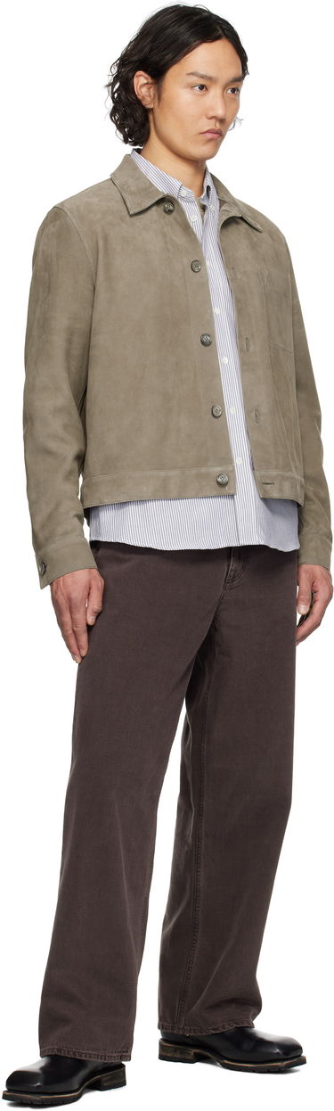 Bunda AMI AMI Paris Buttoned Suede Jacket Šedá | HJK243.LH0054, 3