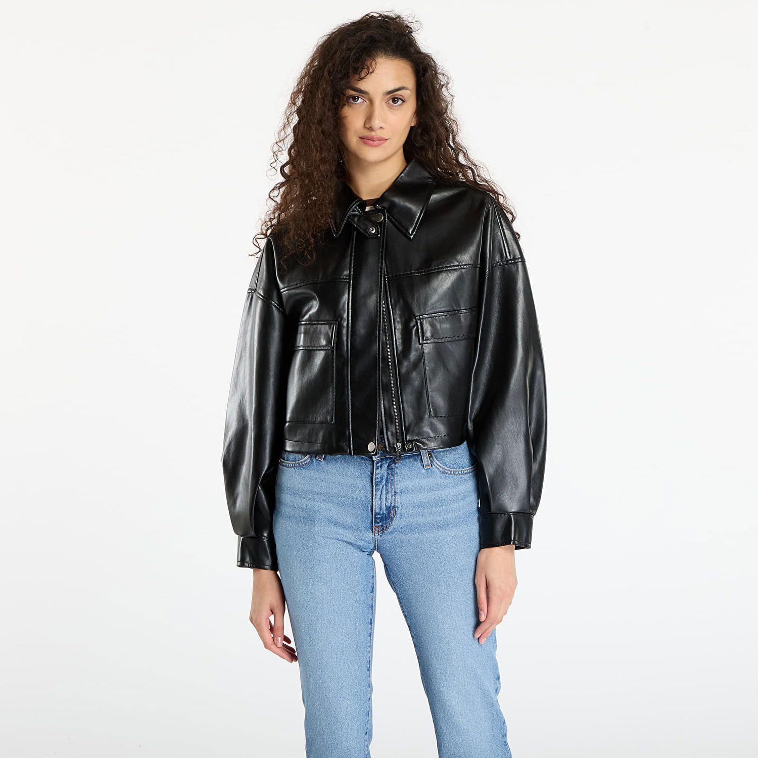 Bunda GUESS Flaminia Crop Pu Jacket Čierna | W5BL87WF8P0-JBLK, 0