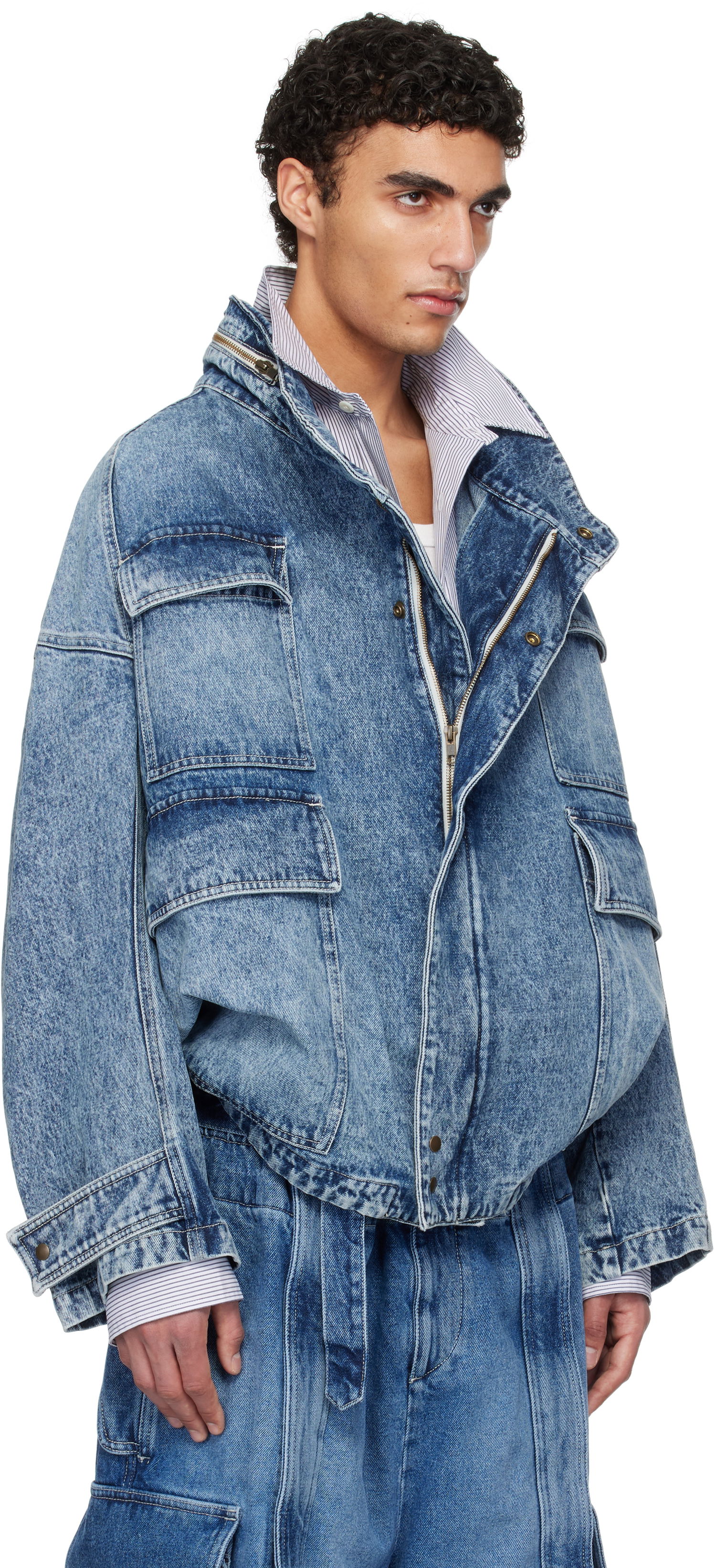 Bunda HED MAYNER Hed Mayner Flap Pocket Denim Jacket Modrá | HMMA67024A-HA190, 1