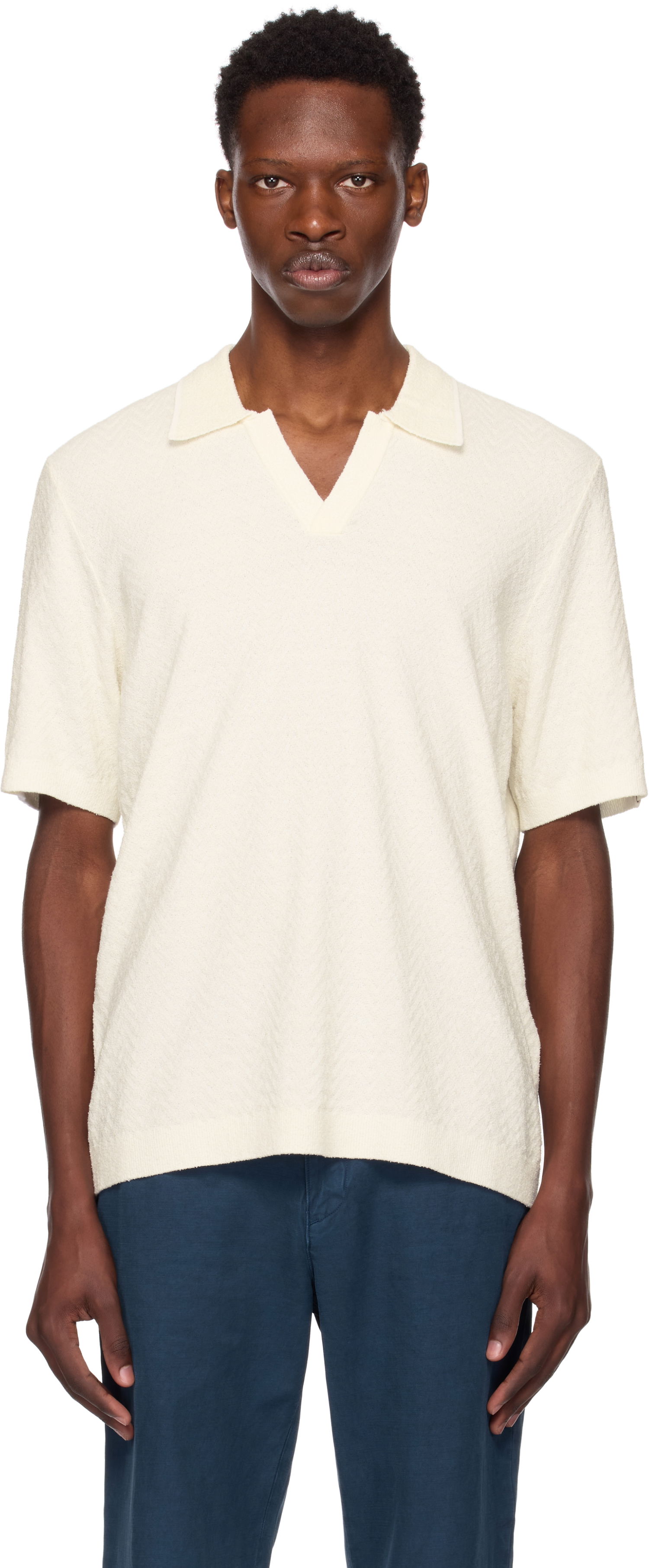 Polo tričko rag & bone Rag & Bone Zuma Herringbone Knit Polo Biela | MBS25P019NC19, 0