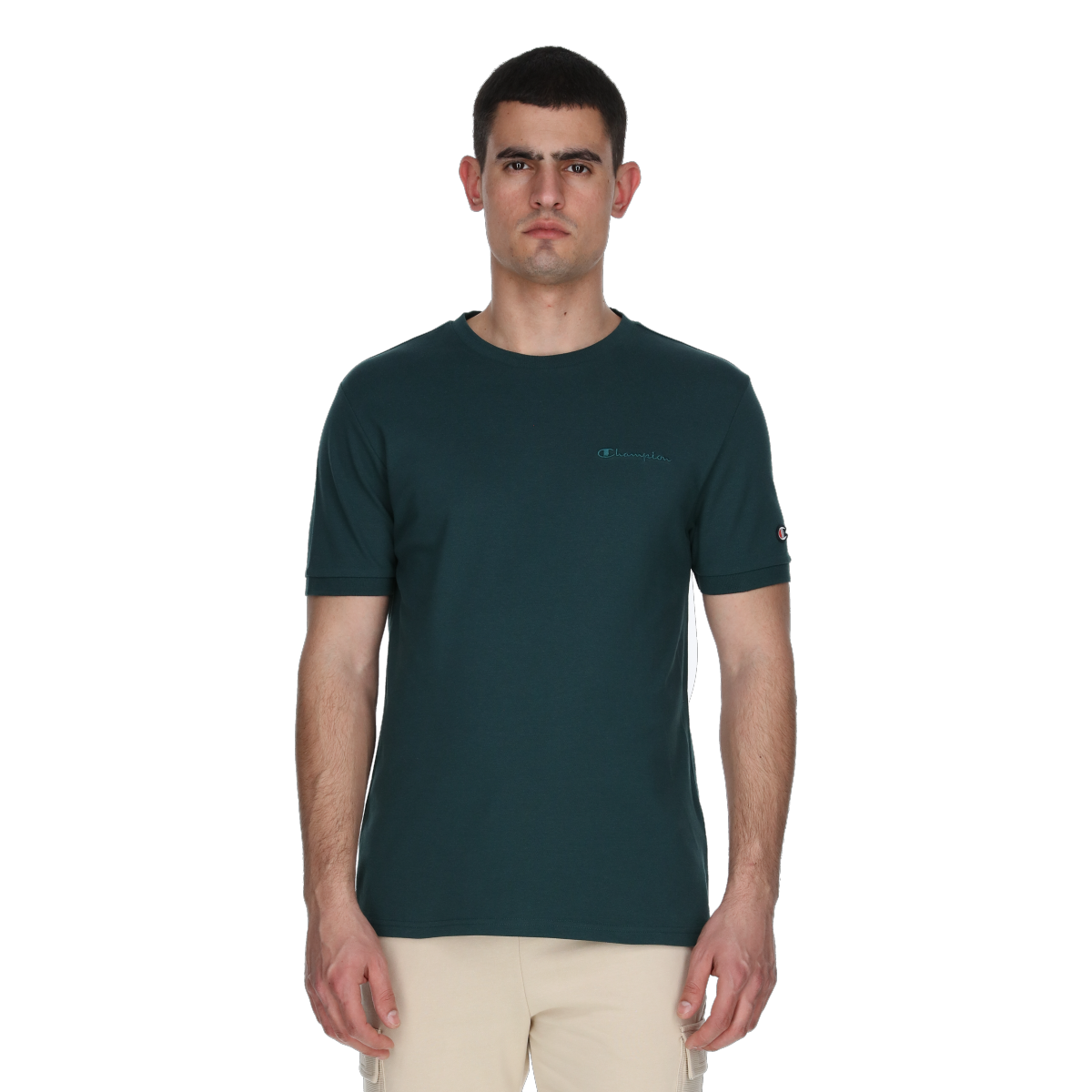 Tričko Champion Crewneck T-Shirt Embroidered Zelené | 221483-GS508, 0
