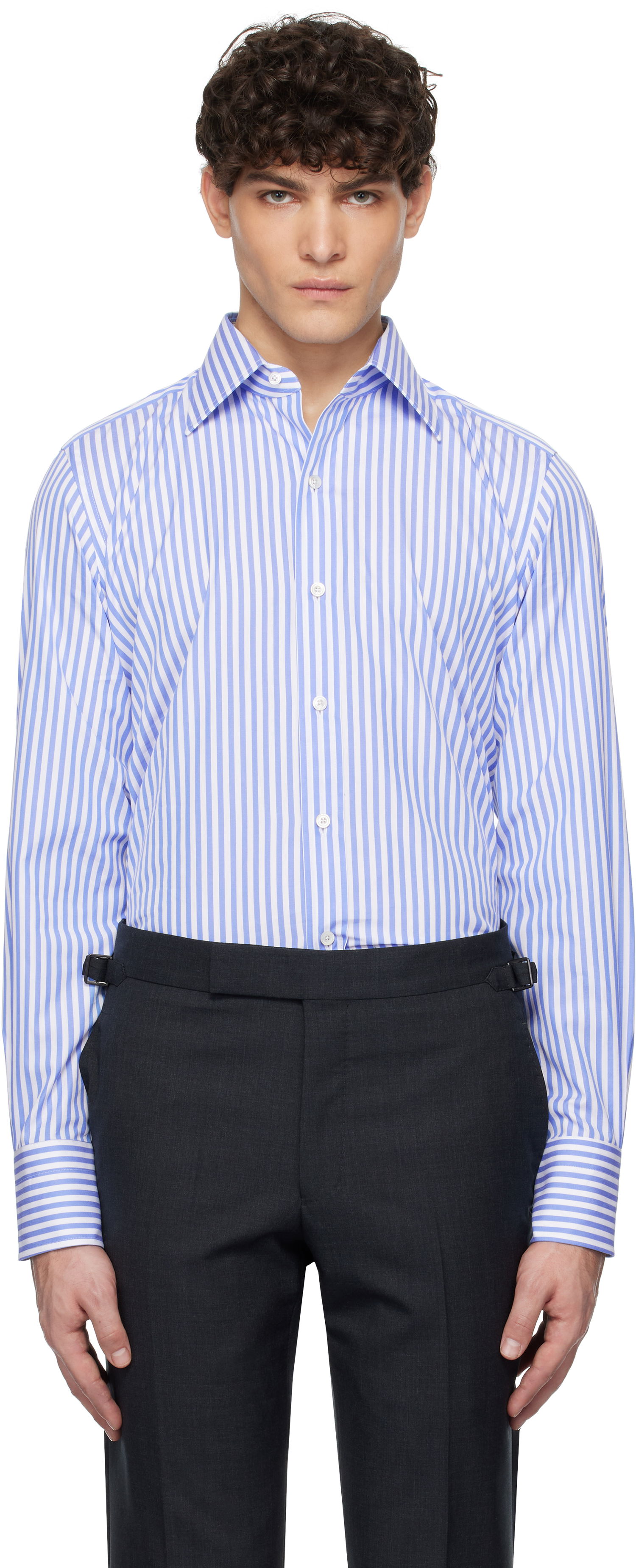 Košeľa Tom Ford TOM FORD Ladder Stripe Slim Fit Shirt Modrá | HSBC01-CGP75, 0