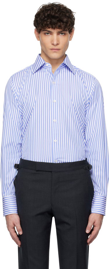 Košeľa Tom Ford TOM FORD Ladder Stripe Slim Fit Shirt Modrá | HSBC01-CGP75, 0