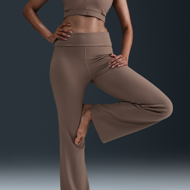Crop Top Nike Nike One Dri-FIT High-Waisted Fold-Over Pants Hnedá | FV7848-233, 3