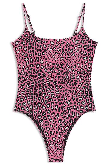 Plavky BOSS Quick-Drying Leopard Print Swimsuit Ružová | 50540652, 0