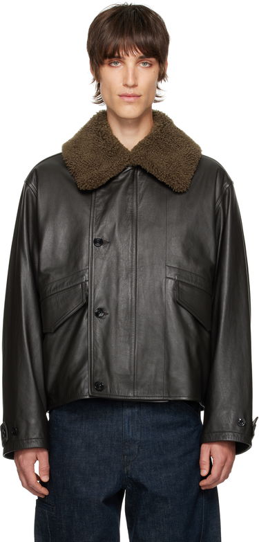 Bomber bunda LEMAIRE LEMAIRE Shearling-Collar Leather Jacket Čierna | OW1101 LL0095, 0