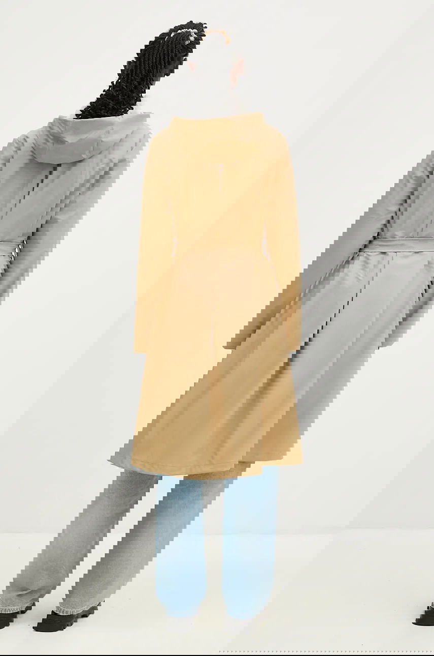 Bunda Rains Hooded Belted A-Line Longer Jacket Béžová | 12040.24, 1