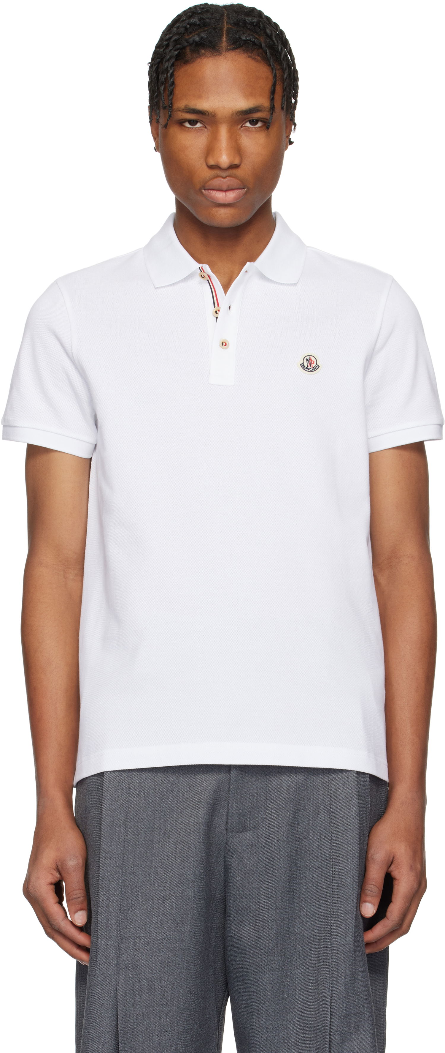 Polo tričko Moncler Moncler Logo Patch Cotton Polo Biela | K10918A0003084556, 0