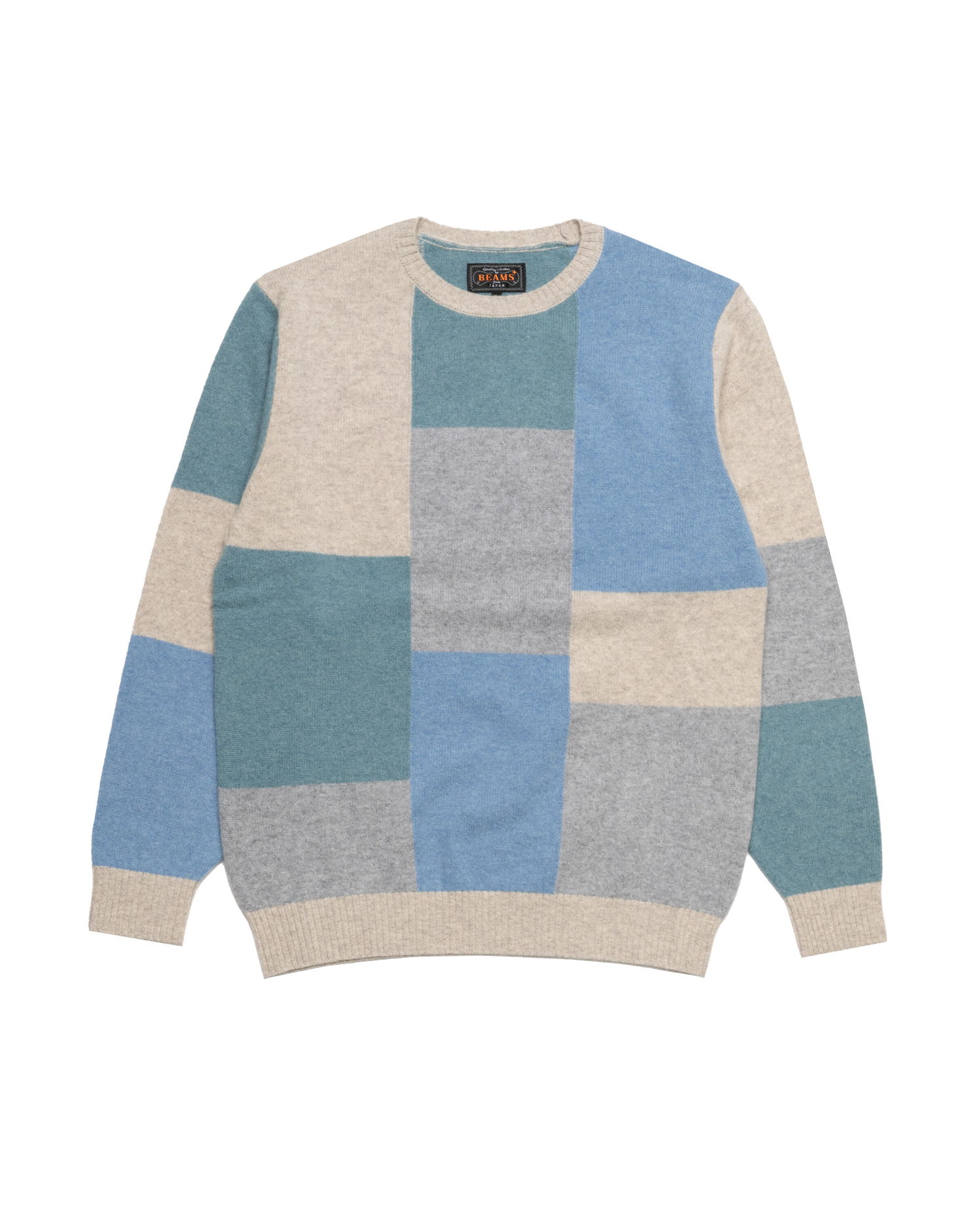 Sveter BEAMS Beams+ Crew Block Pattern Sweater Rôznofarebný | 38150231103-70, 0