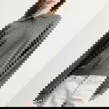 Polo tričko Samsoe Samsoe Sadory Long Sleeve Polo Top Šedá | F25400107-CLR001804, 2