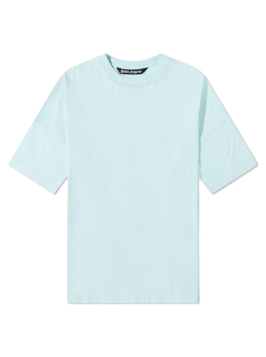 Tričko Palm Angels Oversized Mock Neck Logo Tee Tyrkysová | PMAA002C99JER0064001