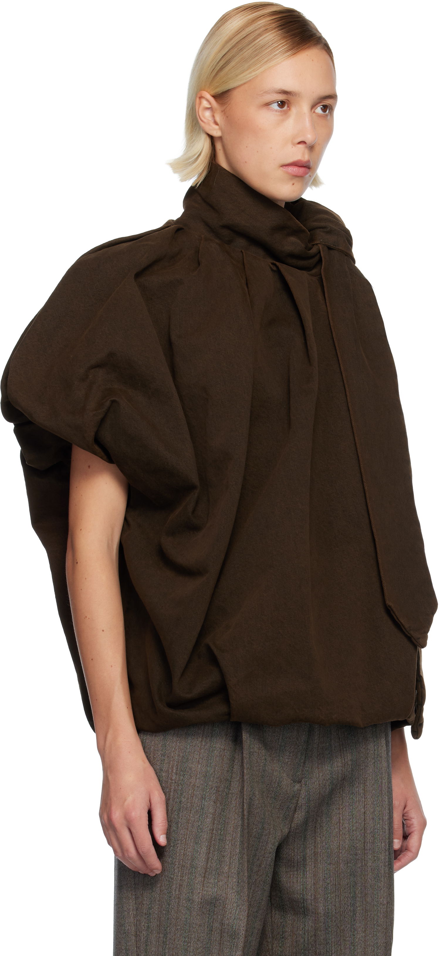 Košeľa Dries Van Noten Dries Van Noten Draped Denim Blouse Hnedá | 252-010732-2395, 1