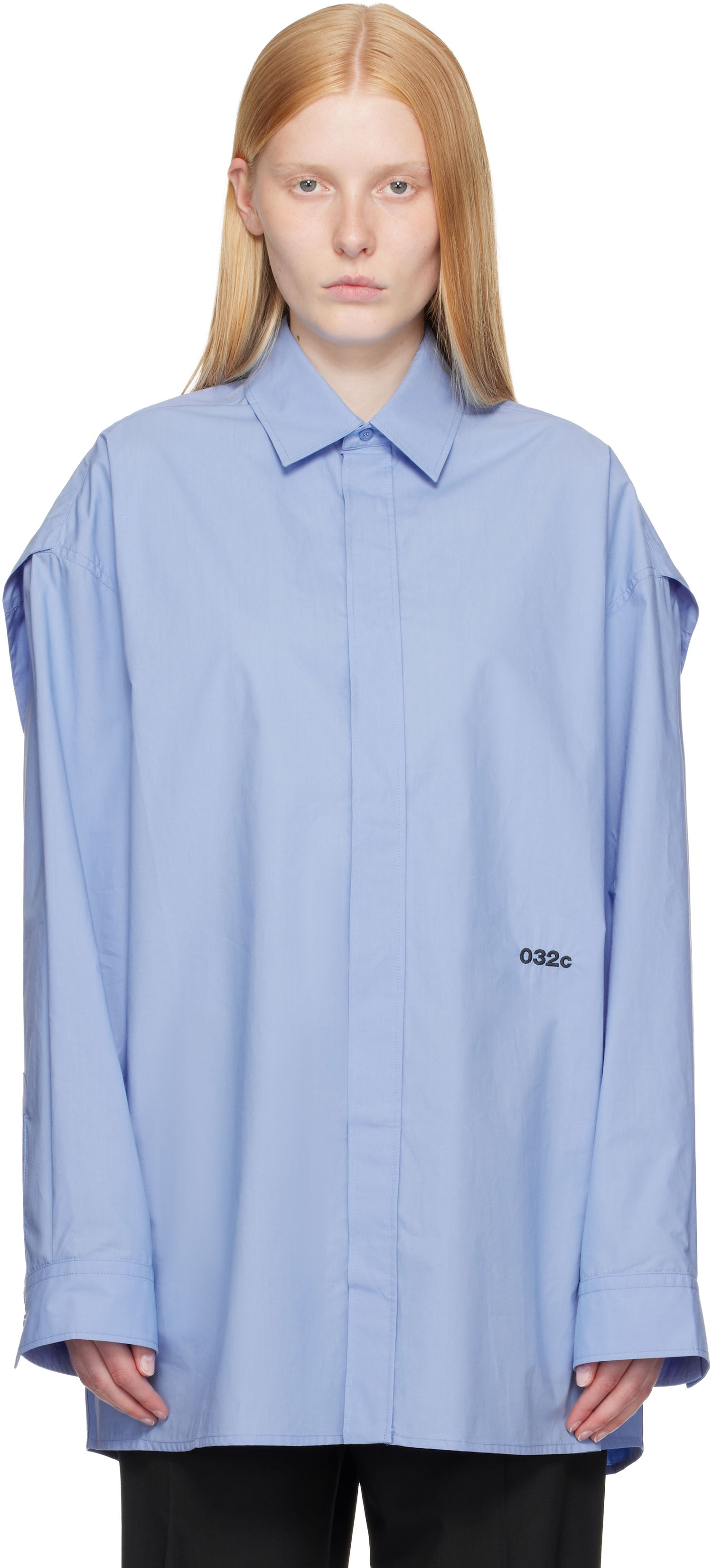 Košeľa 032C 032c Oversized 'Please Steam' Shirt Modrá | S25-URW-1309-300-W, 0