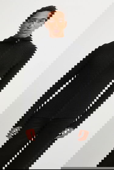 Sveter HELIOT EMIL Heliot Emil Knitted Full-Zip Hooded Cardigan Čierna | AW25.M.07.085.BLK01, 0