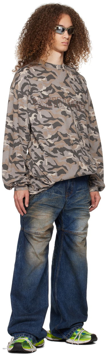 Sveter We11done We11done Camo Long Sleeve T-Shirt Šedá | WD-TT0-24-792-U-GY, 4