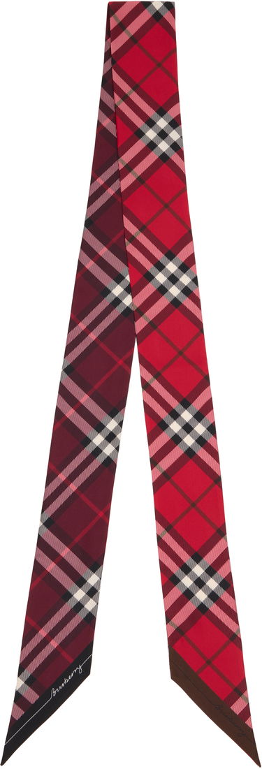 Šál Burberry Burberry Skinny Contrast Check Silk Scarf Červená | 8110367, 0
