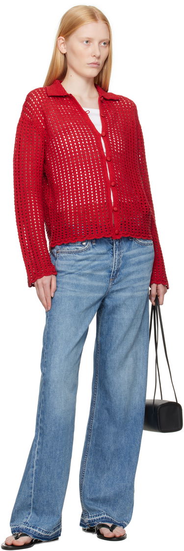Sveter rag & bone Rag & Bone Khloe Knit Cardigan Červená | WAS25P020BR20, 3