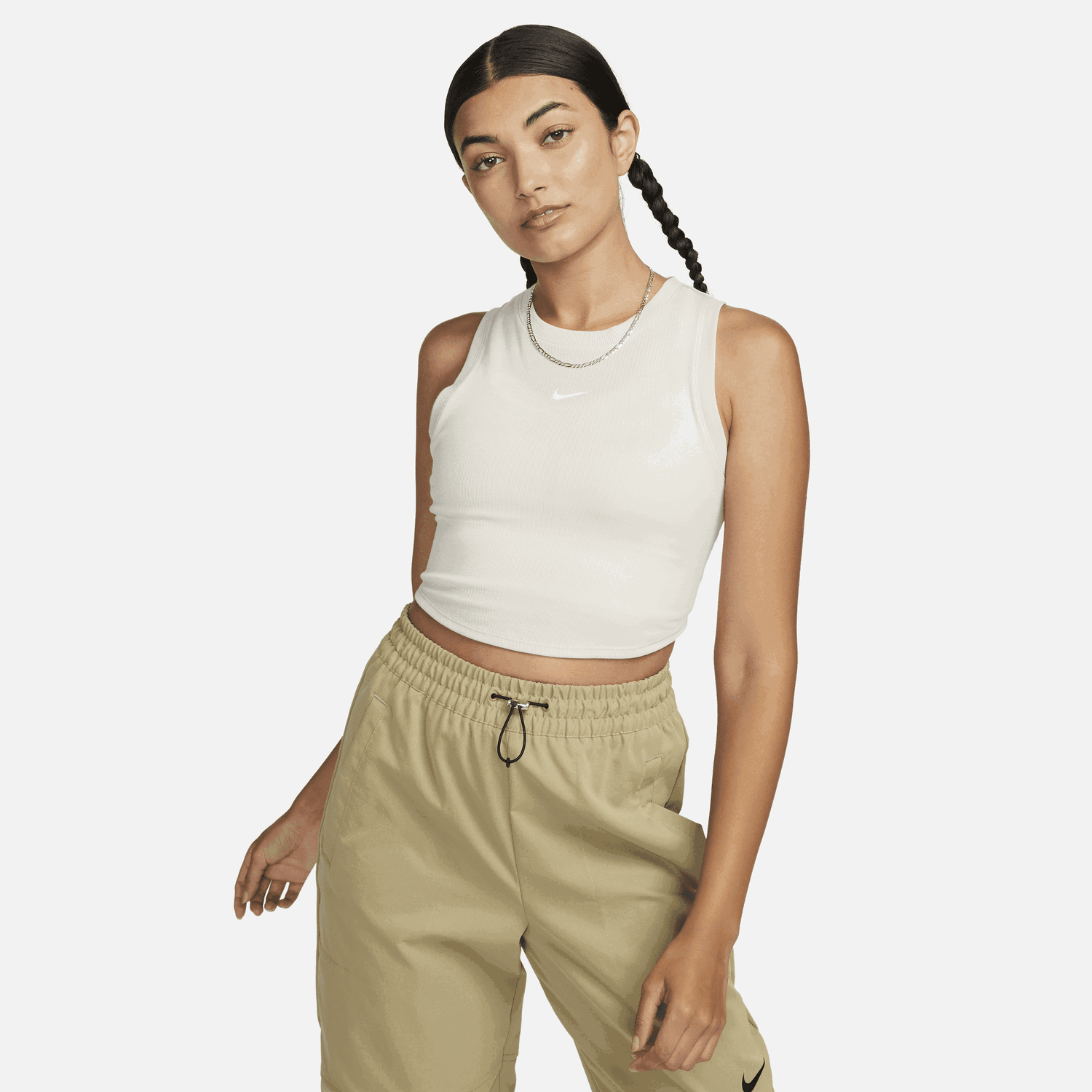 Tielko Nike Essential Ribbed Cropped Tank Top Biela | FB8279-104, 1