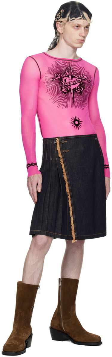 Tričko Jean Paul Gaultier Jean Paul Gaultier Flocked Mesh Long Sleeve T-Shirt Ružová | 23/15-U-TO119IT001-22, 4