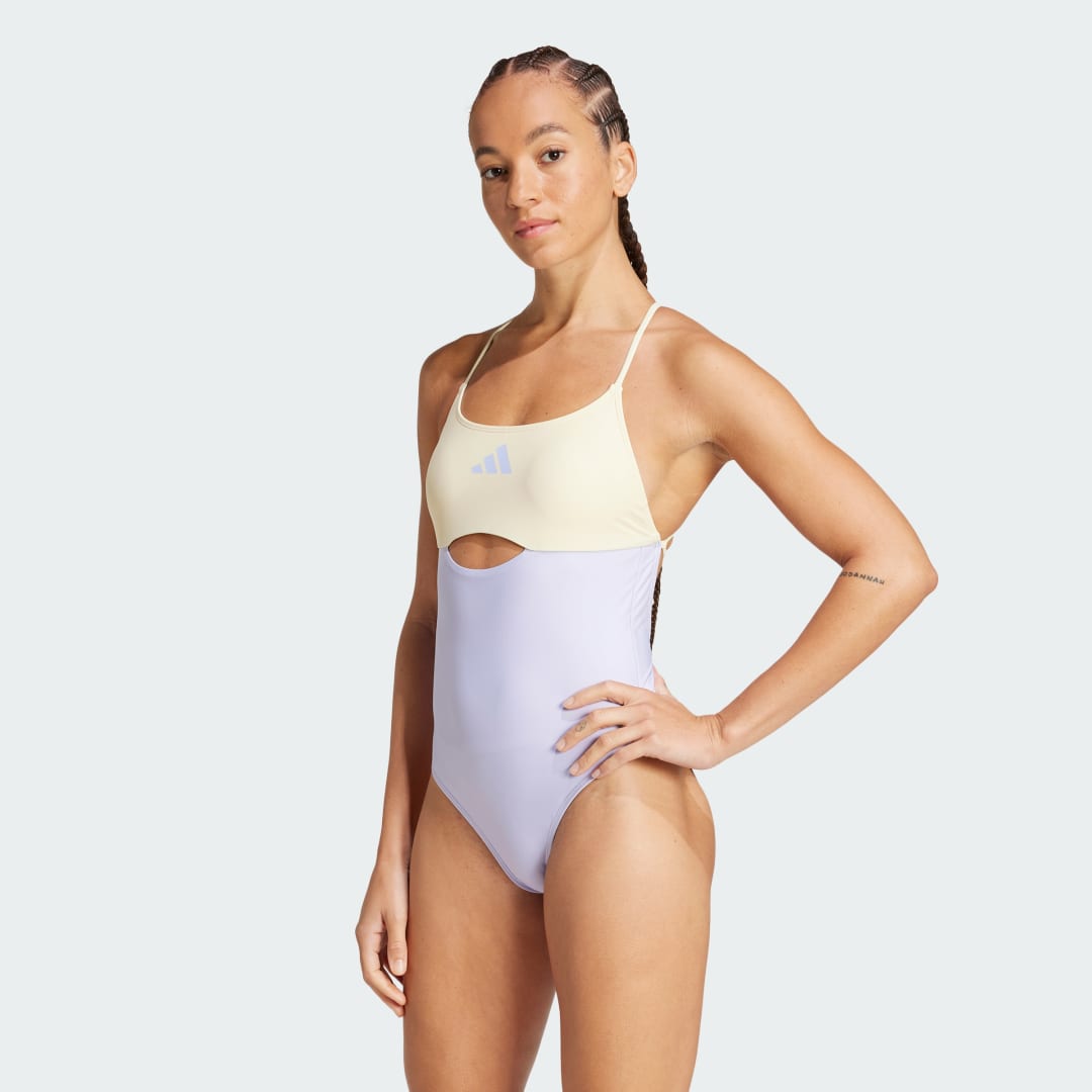 Plavky adidas Performance Padded Colorblock X-Back One Piece Swimsuit Fialová | JE4370, 0