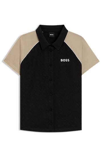 Košeľa BOSS BOSS Active Button-Up Top with Monogram Jacquard Fabric Čierna | 50544191