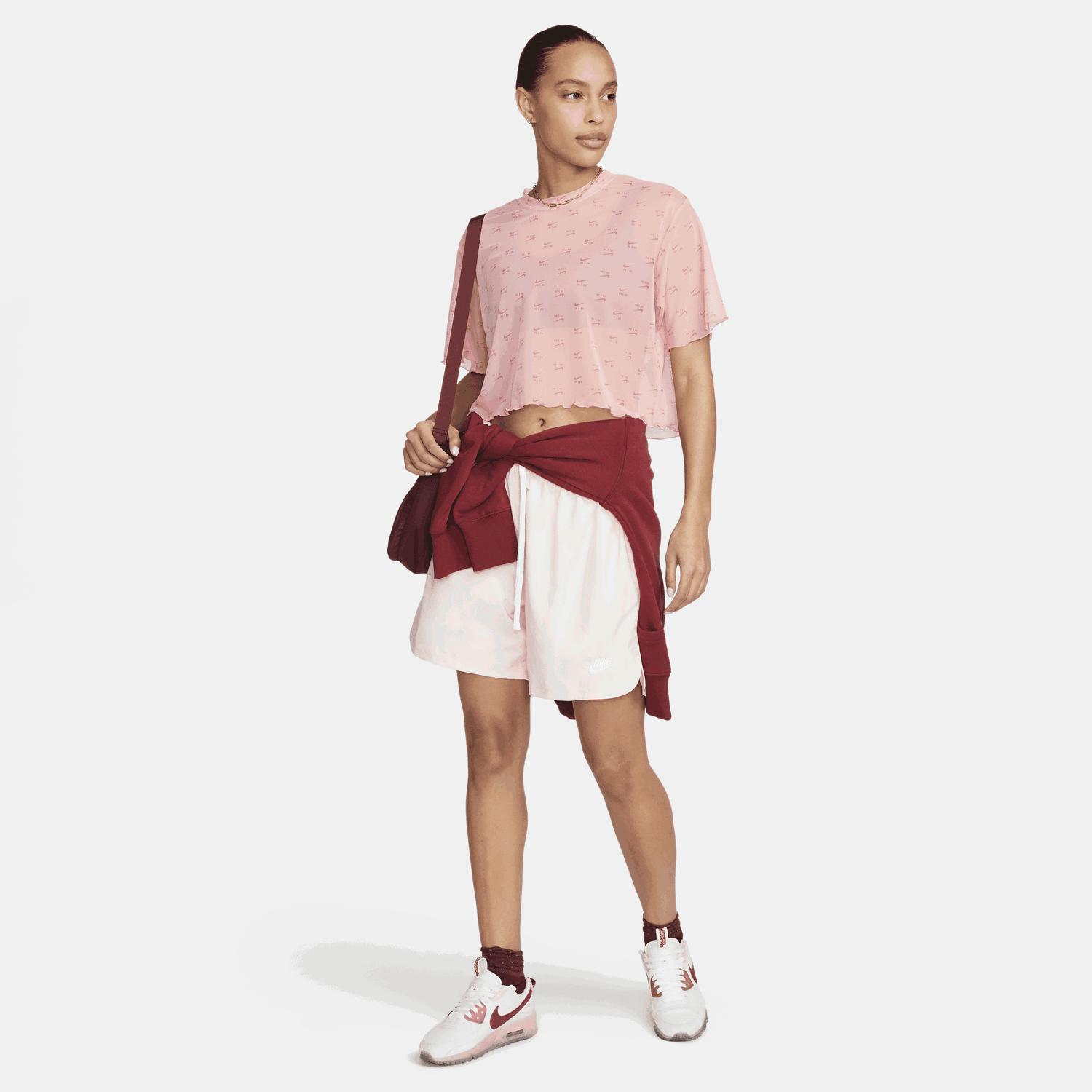 Crop Top Nike Air Printed Mesh Crop Top Ružová | DV8245-611, 1
