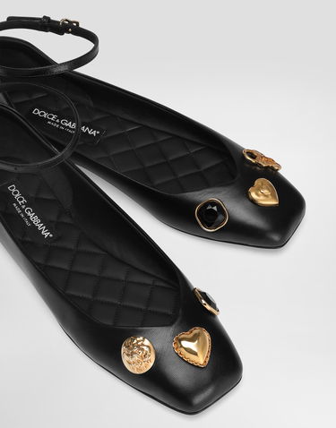Doplnky Dolce & Gabbana Dolce & Gabbana Leather Ballet Flats with Embroidered Detail Čierna | CB0269AO03380999, 3