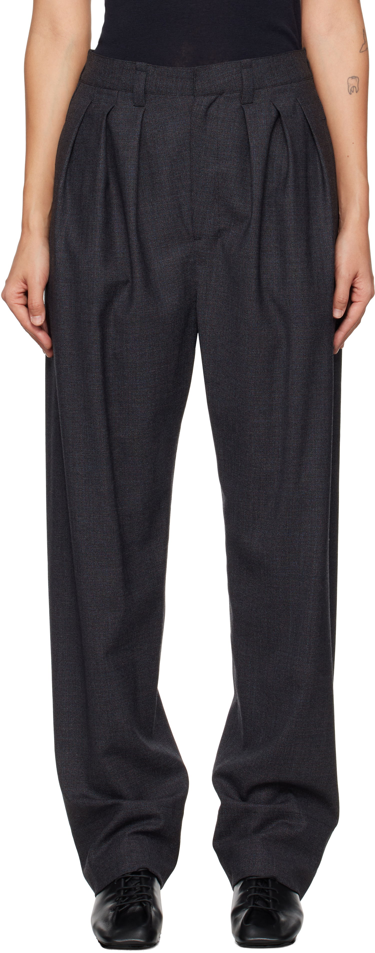 Nohavice LEMAIRE Pleated Tailored Trousers Navy | PA1093 LF1280, 0