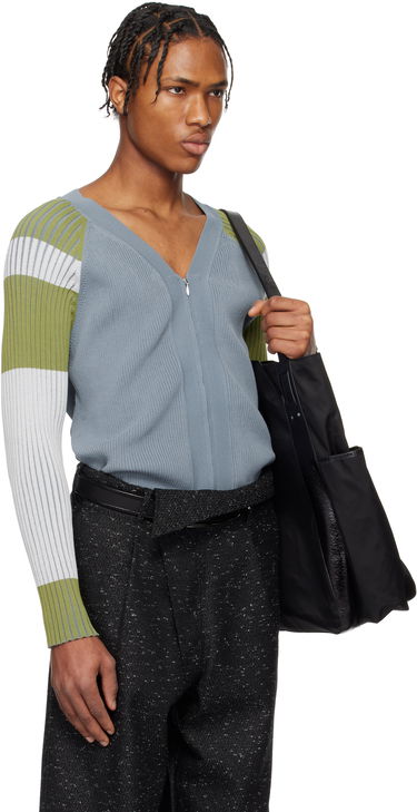 Sveter KIKO KOSTADINOV Kiko Kostadinov Inex Zip Cardigan Modrá | KKSS25KN03-114, 1