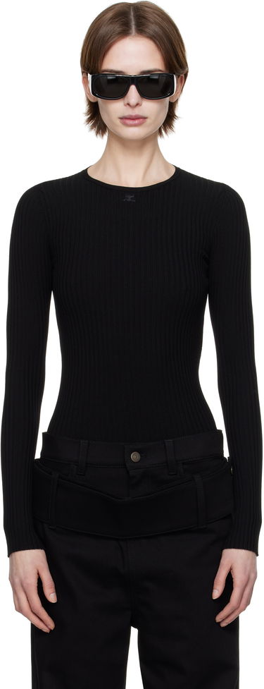 Sveter Courrèges Courrèges Knitted Ribbed Sweater Čierna | 125MPU105FI0001, 0