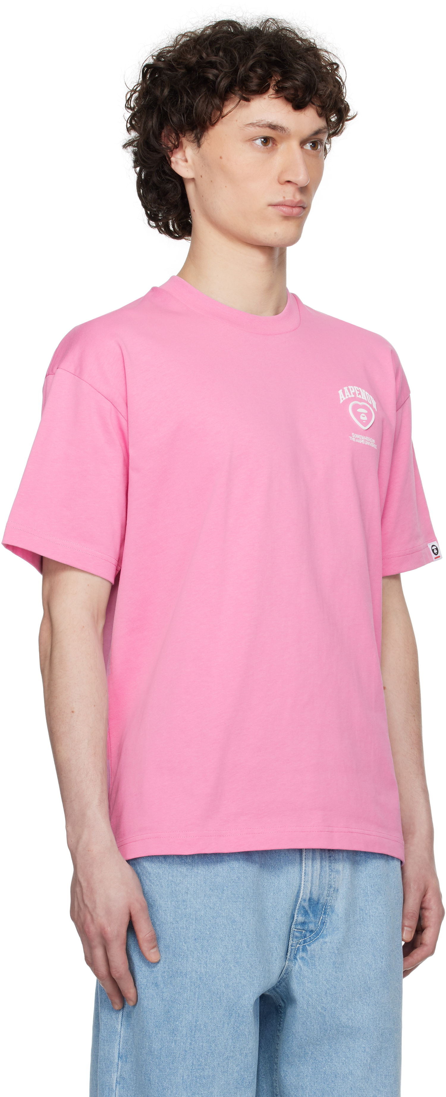 Tričko AAPE by A Bathing Ape AAPE by A Bathing Ape 'AAPE Now' Moonface Heart Logo T-Shirt Ružová | AAPTEM1600XXNPKX, 1