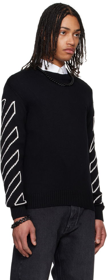 Sveter Off-White Off-White Diagonal Outline Knit Sweater Čierna | OMHE087C99KNI0021061, 1