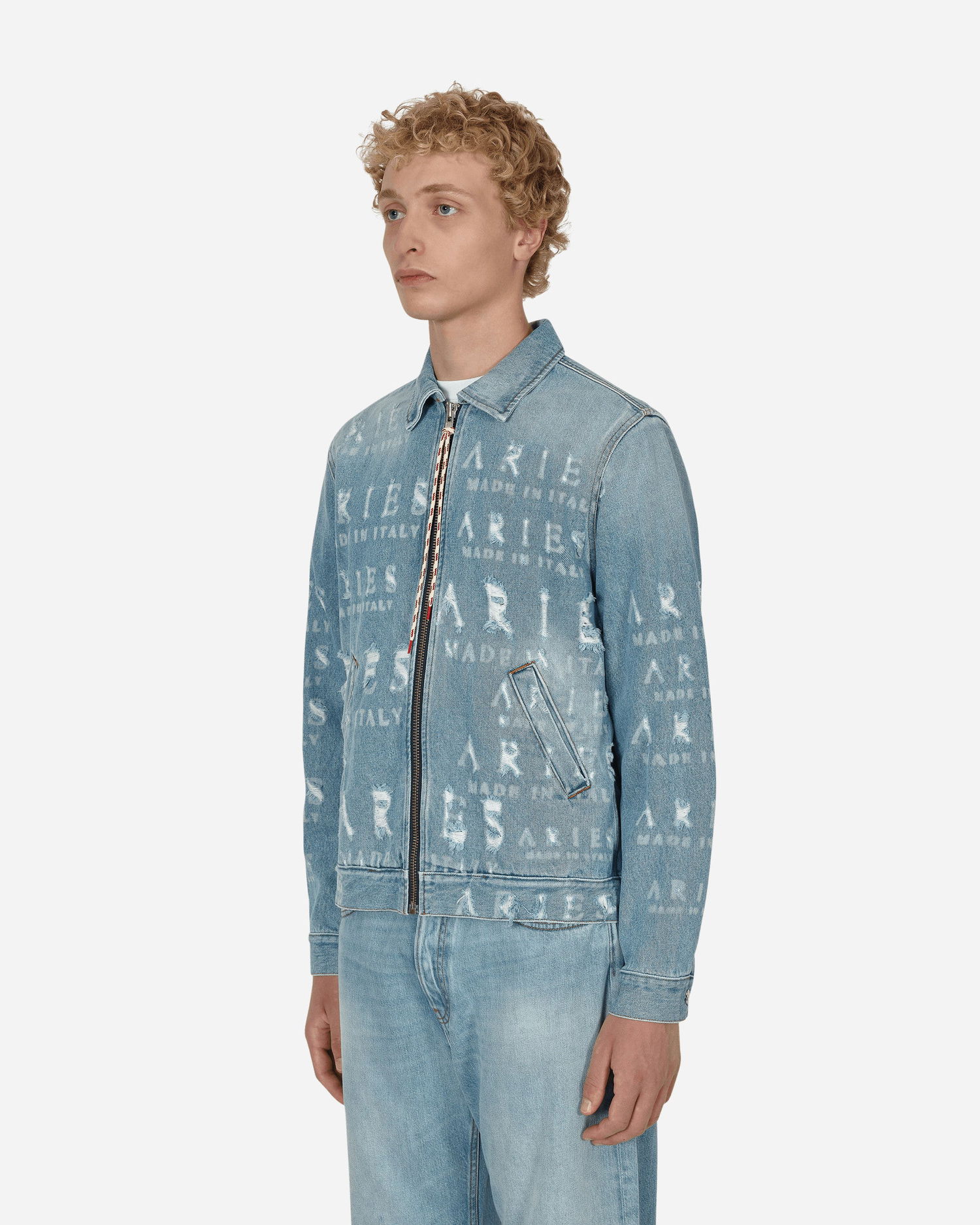 Bunda Aries Destroyed Jean Jacket Modrá | FTAR70001 BLU, 1