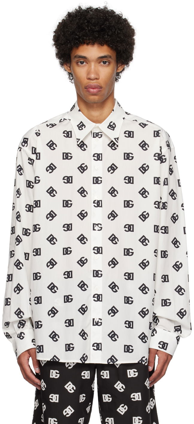 Košeľa Dolce & Gabbana White Monogram Shirt Biela | G5IT7THS5OO, 0