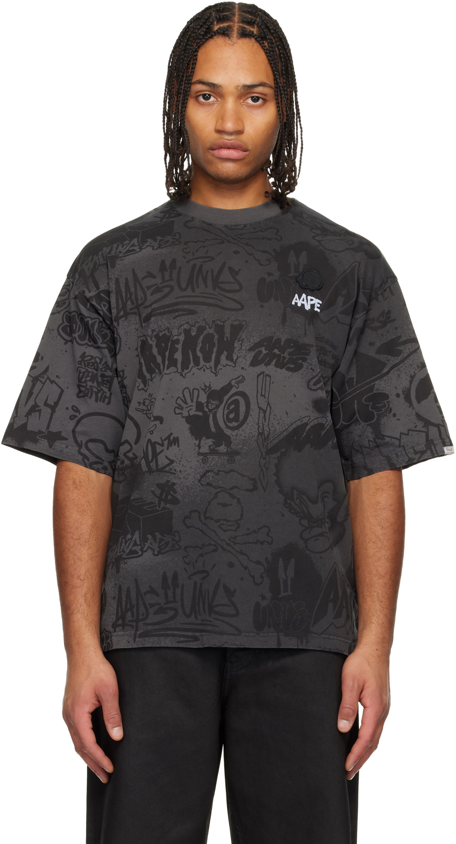 Tričko AAPE by A Bathing Ape Moonface Logo T-shirt Šedá | AAPTEM1665XXOBKX, 0