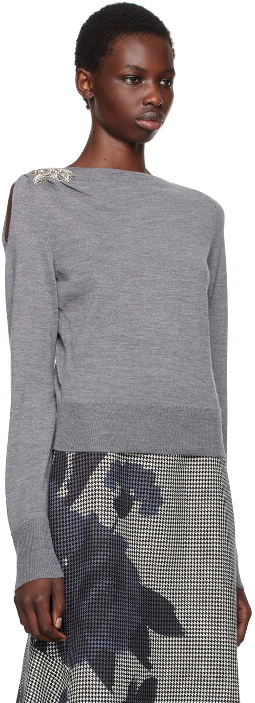 Sveter Erdem Drape Detail Knit Sweater Šedá | PF24_F1KT3_GYEKW, 1