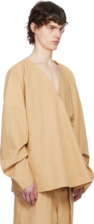 Košeľa JW Anderson JW Anderson Oversized V-Neck Gathered Sleeve Top Béžová | TP0348-PG1713, 1