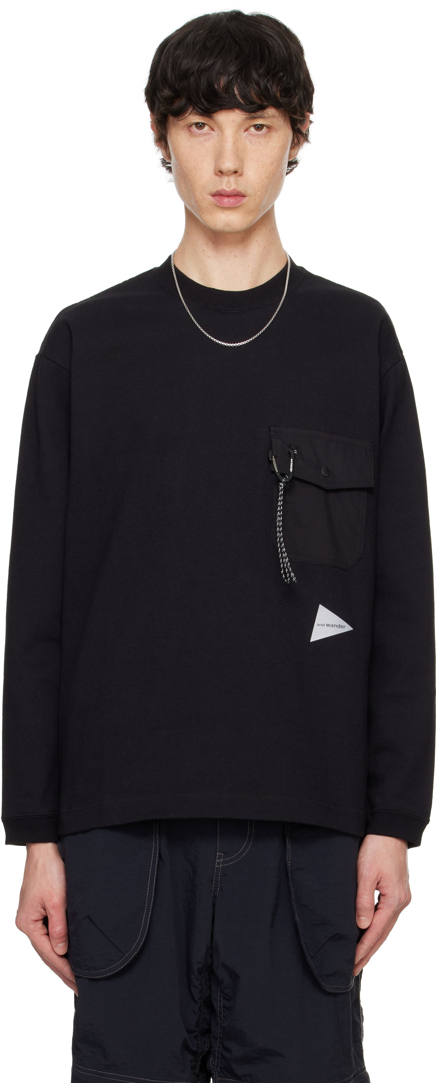 Tričko and wander Long Sleeve Pocket T-shirt Čierna | 5744284166, 0