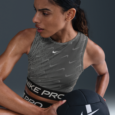 Crop Top Nike Nike Pro Dri-FIT Printed Crop Top Šedá | HQ5683-010, 2
