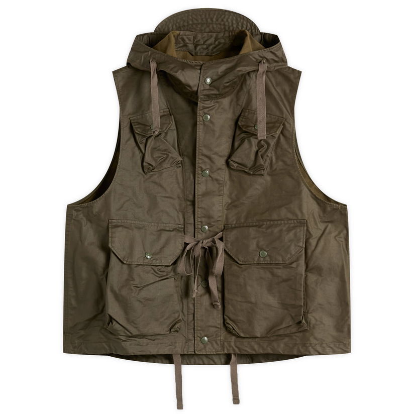 Vesta Engineered Garments Waxed Cotton Field Vest Small Zelené | 25F1C004-BS007